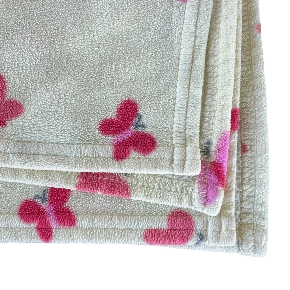 Y2K Carter’s Yellow Pink Butterfly MicroFleece Security Lovey Baby Blanket 27x33
